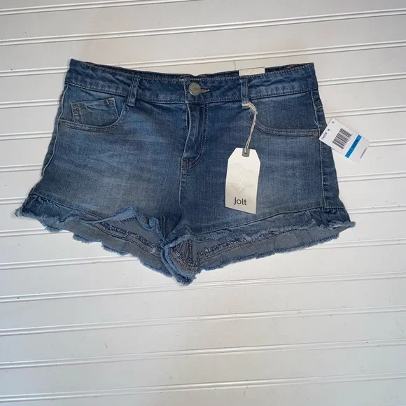Jolt Ladies Ruffled Bottom Zip Jr Jean Shorts Jr Sz 9 Available New w tags - Picture 3 of 13
